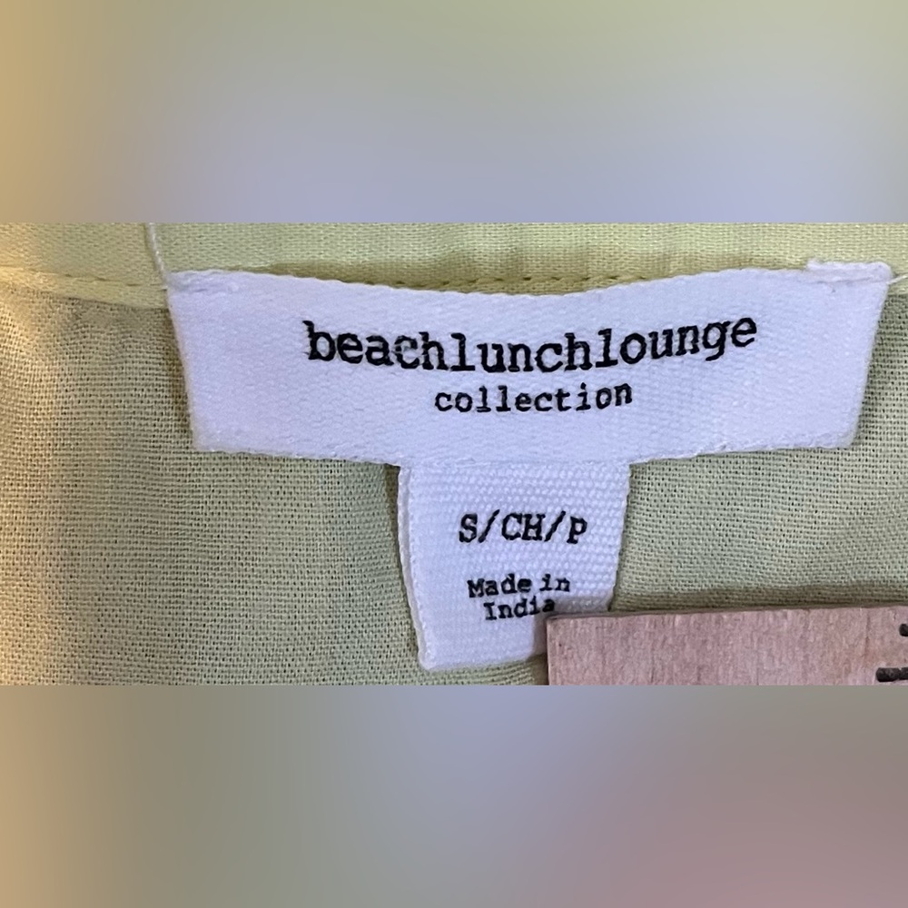 Beachlunchlounge Eyelet Border Acid Yellow Button-up Shirt size S - Picture 12 of 13